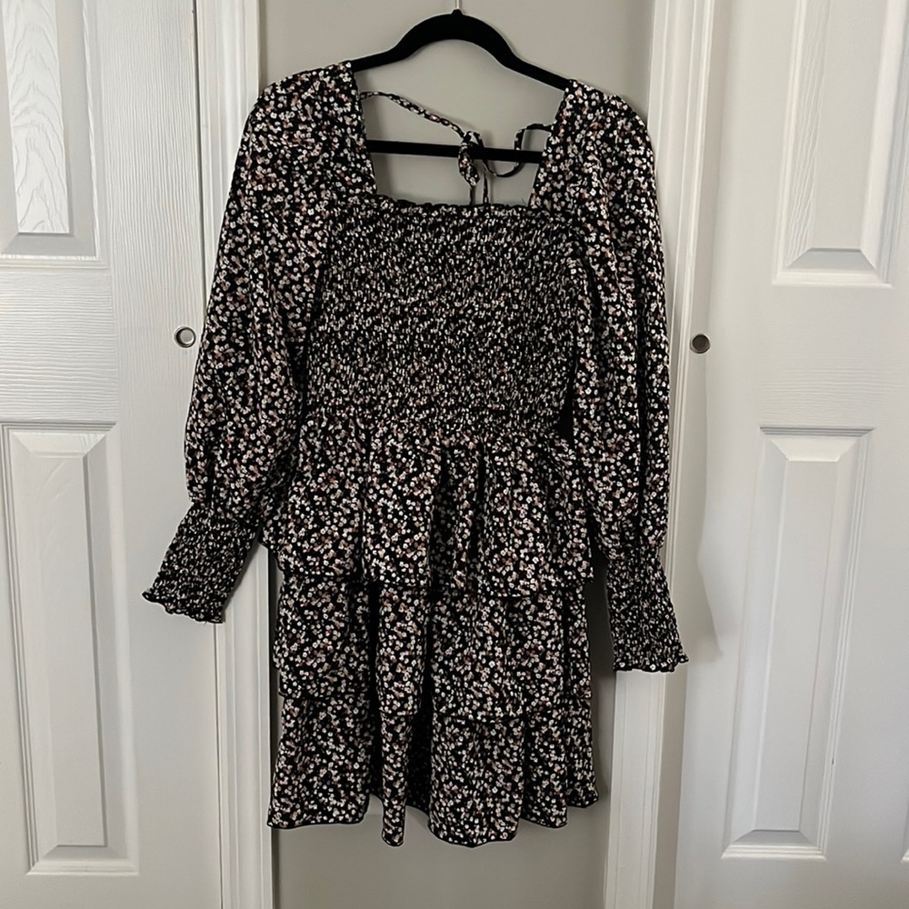 smocked printed dress